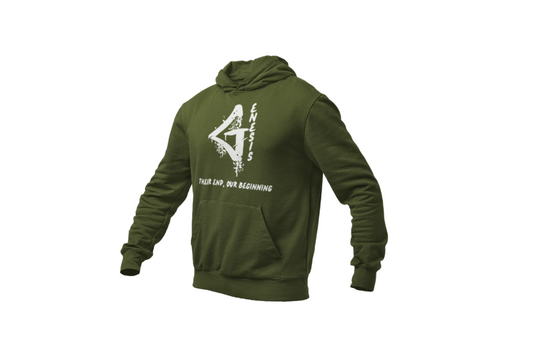 Genesis Long-Sleeve Hoodie (Military Green and White)