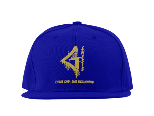 Genesis Snapback 6-Panel Hat (Navy Blue and Gold)