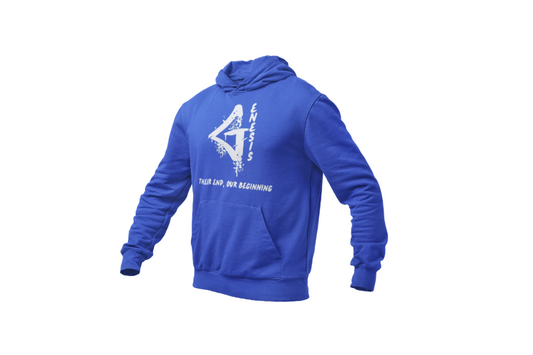 Genesis Long-Sleeve Hoodie (Royal Blue and White)