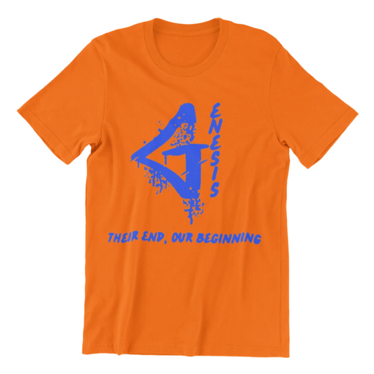 Genesis Short-Sleeve Tee (Safety Orange and Royal Blue)