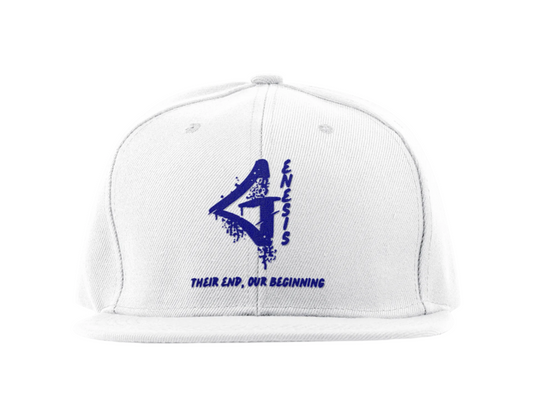 Genesis Snapback 6-Panel Hat (White and Navy Blue)