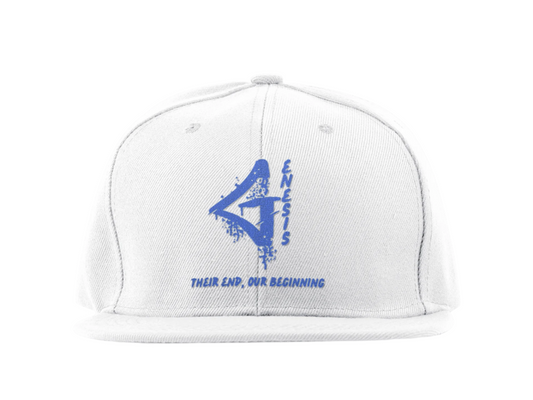 Genesis Snapback 6-Panel Hat (White and Royal Blue)